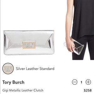 Tory Burch Gigi Metallic Clutch
